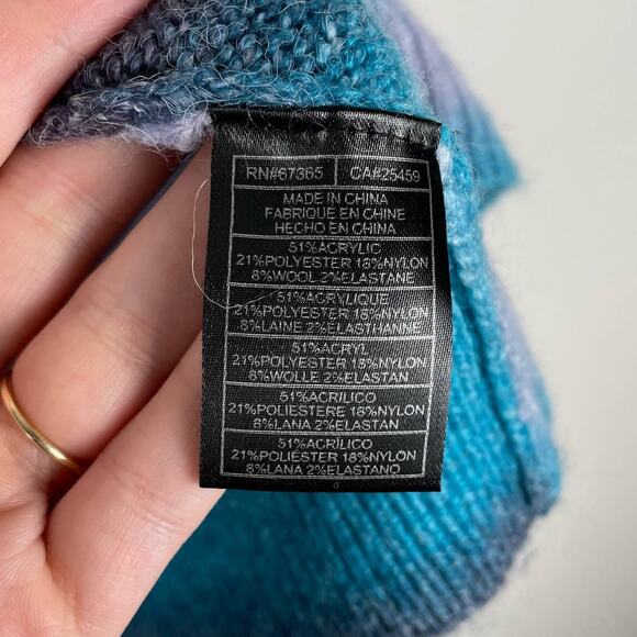 BB Dakota Womens Blue Ombre Sweater Size M Gradient Fuzzy Wool Blend Long Sleeve - Picture 6 of 10